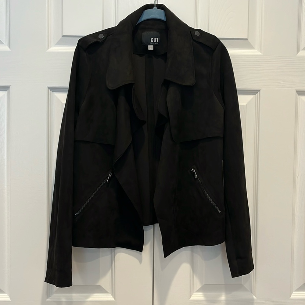 Kut From The Kloth Draped Jacee Moto Black Jacket Sz XL